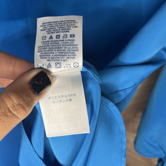 Lands' End Women's Bracelet Sleeve Blouse Top Siam Blue 12 - Picture 7 of 10